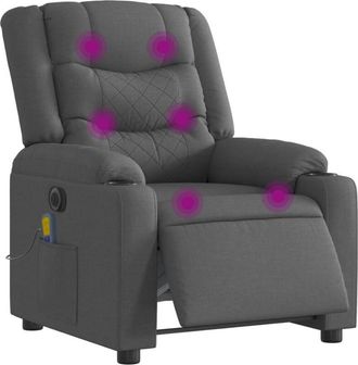 vidaXL Vidaxl - Sillón reclinable de masaje eléctrico tela gris oscuro