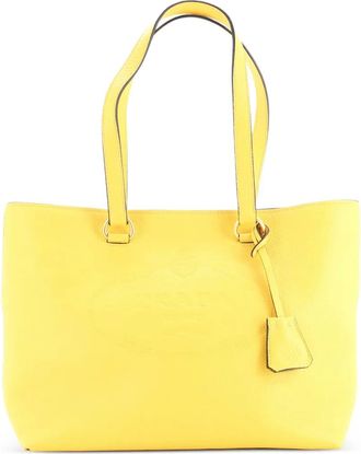 Prada Vitello Daino medium shopper met logo-reli&euml;f - Geel