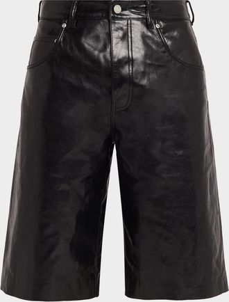 Purple Men & apos;s Leather Track Shorts