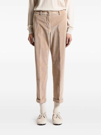 PESERICO corduroy-texture cuffed trousers - women - Cotton/Modal/Elastane/Cotton - 40 - Neutrals