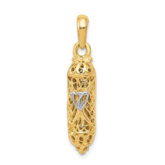 Diamond2Deal 14k Yellow Gold White Rhodium Mezuzah Shin Charm