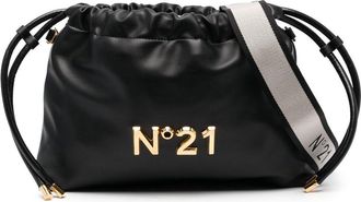 N&deg;21 Eva logo-plaque drawstring clutch bag - women - Calf Leather - OS - Black