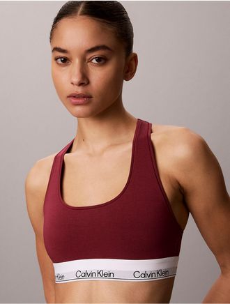 Calvin Klein Womens Icon Cotton Modal Unlined Bralette - Red - XXS