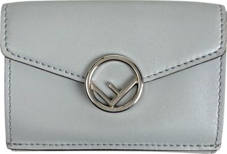 Fendi Light Gray Leather Wallet (Tri-Fold) (Pre-Owned)