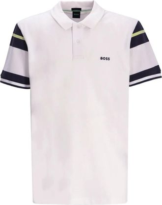 BOSS Polo con inserti a righe - Bianco