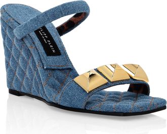 Philipp Plein Denim Sandals Wedge Studs