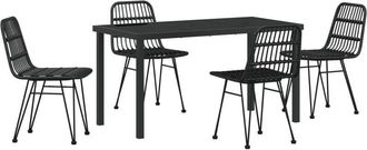 vidaXL Garden Dining Set 5 pcs Black Poly rattan Vidaxl