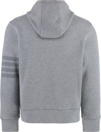 Thom Browne Mens Knitted Hoodie Grey Wool Knitwear Sweater