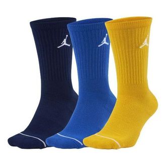 Air Jordan Everyday Max Crew Socks Unisex 3 Pairs White Blue Yellow SX5545-912