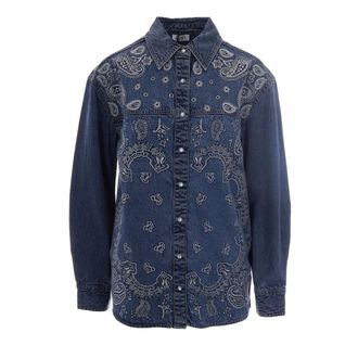 Liu Jo Denim Shirts, female, Blue, Size: 2XS Denim Shirt with Embroidery