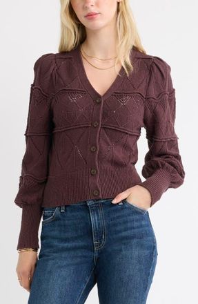 Treasure & Bond Pointelle Knit Button Front Cotton Cardigan in Burgundy Fudge at Nordstrom, Size Xx-Small