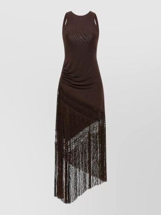 Andamane marisol dress asymmetric hem fringe ruched