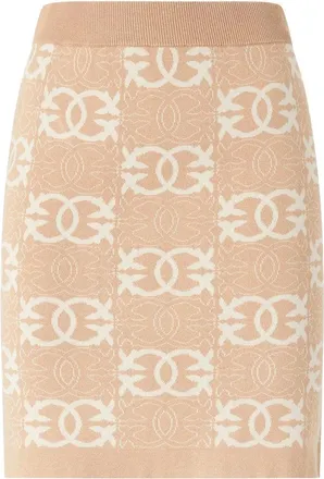 Pinko Fitted Mini Skirt With Ribbed Waistband And Geometric Pattern