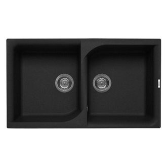 Elleci Lavello Elleci Incasso 2 vasche 86x50 Ego 450 Keratek Plus Black Nero Assoluto LKE45086