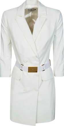 Elisabetta Franchi Double Breasted Logo Buckle Mini Dress