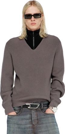 Diesel Half-zip sweater with layered neckline - Knitwear - Man - Multicolor
