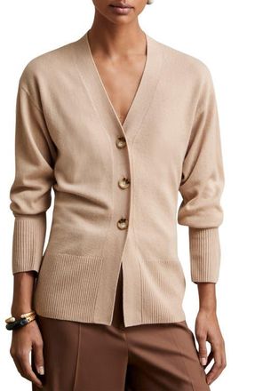Reiss Tyle Wool & Cashmere Blend Cardigan in Neutral at Nordstrom, Size Large
