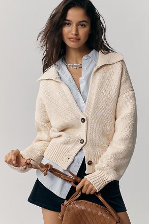 Maeve Collared V-Neck Cardigan Sweater