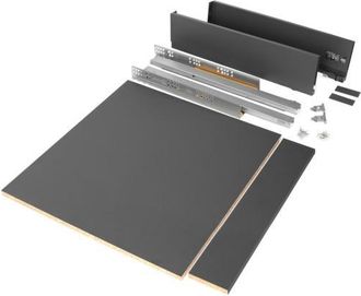 Emuca Emuca Kit De Caj&oacute;n Para Cocina O Ba&ntilde;o Vertex De Altura 93mm Con Regulaci&oacute;n 3d, Tableros Incluidos, M&oacute;dulo 600mm, Gris Antracita