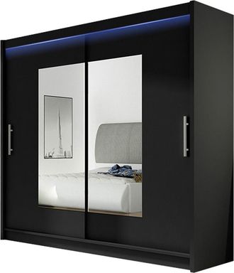 Mirjan24 Armario Closico 106, Negro, 215x180x58cm, Puertas De Armario: Correderas, N&uacute;mero De Estantes: 0, Led
