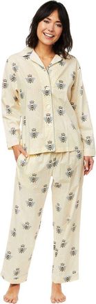 The Cats Pajamas Luxe Pima Pajama Set Conversational in Queen Bee Honey at Nordstrom, Size 4X-Large