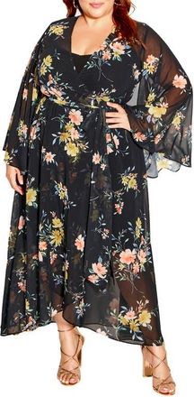 City Chic Fleetwood Print Wrap Maxi Dress at Nordstrom, Size Xs