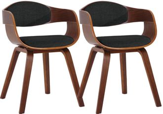 Clp Set de 2 silla de comedor con reposabrazos en tela nogal/negro