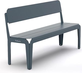 Weltevree Bended Bench Bank mit R&uuml;ckenlehne L 140 cm, graublau (RAL 5008)