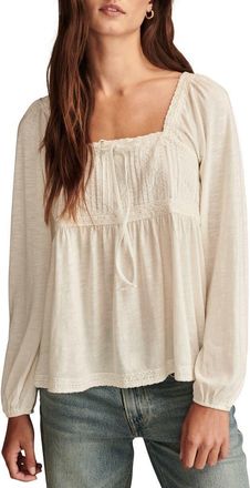 Lucky Brand Lace Detail Cotton Blend Top in Whisper White at Nordstrom, Size Large