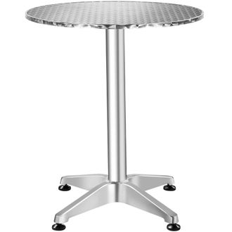 TecTake Mesa de bistr&oacute;, aluminio, altura regulable, mdf, 67x67x70/110cm, plata