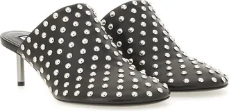 Jil Sander Stud-Embellished Nappa Leather Mules - Black