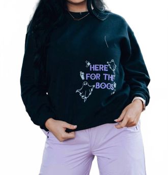 Gildan Here For The Boos Crewneck Sweater In Blue