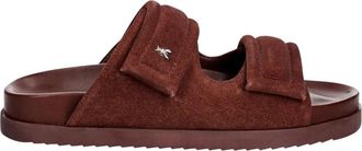 Patrizia Pepe Slippers met Logo-Detail van Su&egrave;de - Dames - Sandalen - Bruin - 36 EU - Su&egrave;de - Schoenen