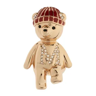 Max Mara Accessoires, Dames, Geel, ONE Size, Leer, Broche in de vorm van een beer