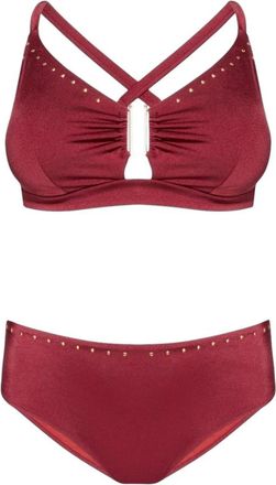 Fiorella Rubino Bikini met studs en cut-out detail - Dames - Bikinis - Rood - M - Polyester - Badmode
