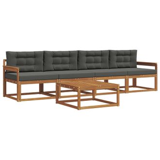 vidaXL Conjunto De Sof&aacute;s De Exterior 5 Pcs Natural Y Antracita Vidaxl