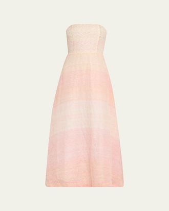 Bernadette Odette Strapless Threaded Silk Midi Dress