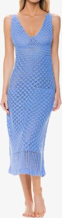 Helen Jon Claudia Crochet Midi Dress In Peri Blue