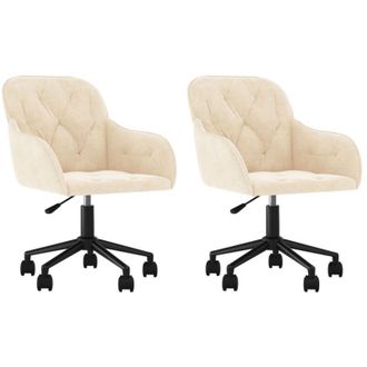 vidaXL Vidaxl - Sillas De Comedor Giratorias 2 Uds Terciopelo Crema