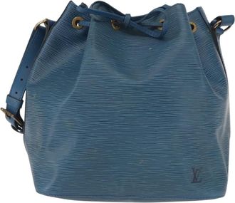Louis Vuitton Petit Noe Monogram Canvas Blue Leather Handbag (Pre-Owned)