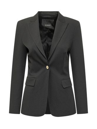 Pinko Black Solid Notched Lapel Blazer