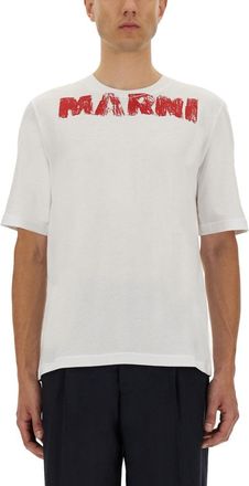 Marni Cotton T-Shirt With Maxi Print-Uomo
