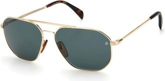 David Beckham Sunglasses Aviator Full Rim, Gold/havana Frame And Green Lens Db1041/s006Jqt