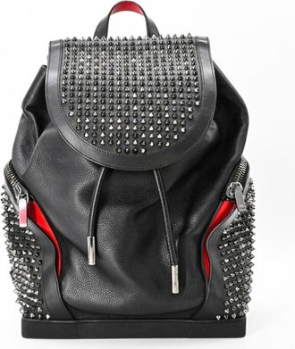 Christian Louboutin Black Red Color Leather Backpack (Pre-Owned)
