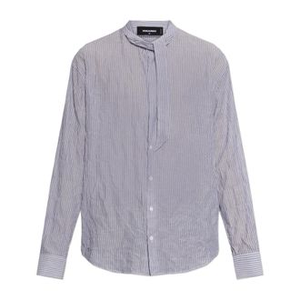 Dsquared2 Gestreepte Overhemd - Heren - Casual Overhemden - Blauw - M - Katoen - Overhemden