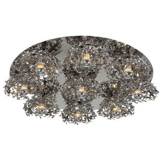 Netlighting Coral 9 Light Semi Flush Light Stainless Steel in Silver