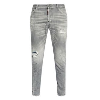 Dsquared2 Mens Cool Guy Paint Splash Slim Fit Grey Jeans Cotton - Size 32 (Waist)