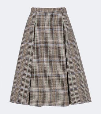 Acne Studios Gonna midi pliss&eacute; in lana a quadri