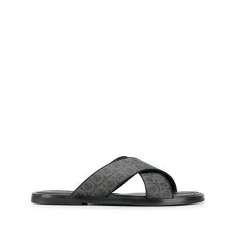 Ferragamo Gancini Leather Pool Slides