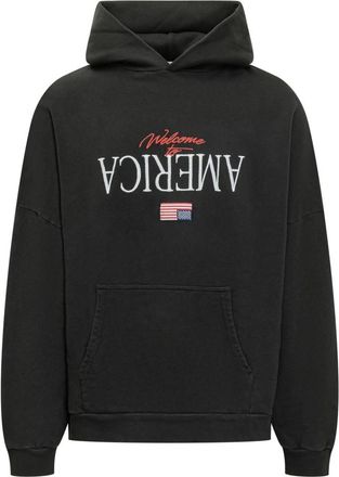 Willy Chavarria Welcome America Hoody - Heren - Hoodies - Zwart - L - Hoodies & sweatvesten